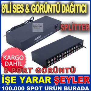 8 PORT VİDEO AUDİO SPLİTTER GÖRÜNTÜ DAĞITICI KD