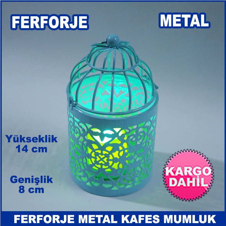 Motifli Ferforje Metal Kafes Mumluk - Tea Light Mumluk - Kafes Mumluk - Dekoratif Mumluk