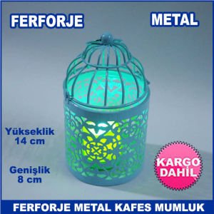 Motifli Ferforje Metal Kafes Mumluk - Tea Light Mumluk - Kafes Mumluk - Dekoratif Mumluk