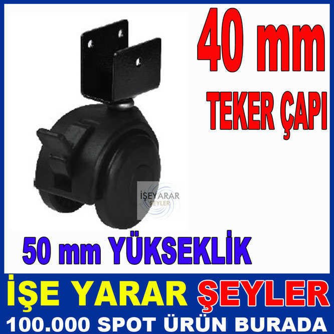 40mm FRENLİ DÖNER TABLALI MOBİLYA TEKERLEĞİ