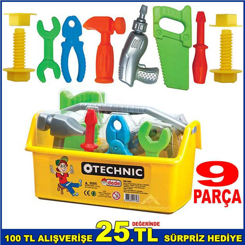 DEDE TECHNIC 9 PARÇA ÇANTALI OYUNCAK TAMİR SETİ GELİŞTİRİCİ EĞİTİCİ OYUNCAK TAMİR GEREÇLERİ SETİ