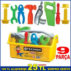 DEDE TECHNIC 9 PARÇA ÇANTALI OYUNCAK TAMİR SETİ GELİŞTİRİCİ EĞİTİCİ OYUNCAK TAMİR GEREÇLERİ SETİ
