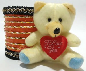 PELUŞ AYICIKLI HASIR ÖRGÜLÜ MASA ÜSTÜ KALEMLİK-3