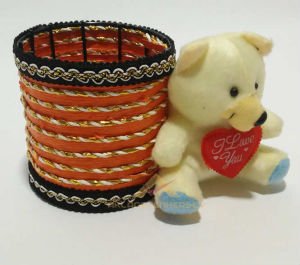 PELUŞ AYICIKLI HASIR ÖRGÜLÜ MASA ÜSTÜ KALEMLİK-3