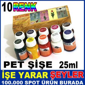 SÜDOR 10 FARKLI RENK TAM SET NON-TOXIC 25ml EBRU BOYASI SETİ KUMAŞ, KAĞIT VE AHŞAP İÇİN UYGUNDUR -2