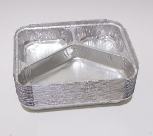 50 adet KullanAt 23x18cm 3 Gözlü Dikdörtgen Alüminyum Folyo Kap Ocakta Isıtma+Fırın Ateşe Dayanır