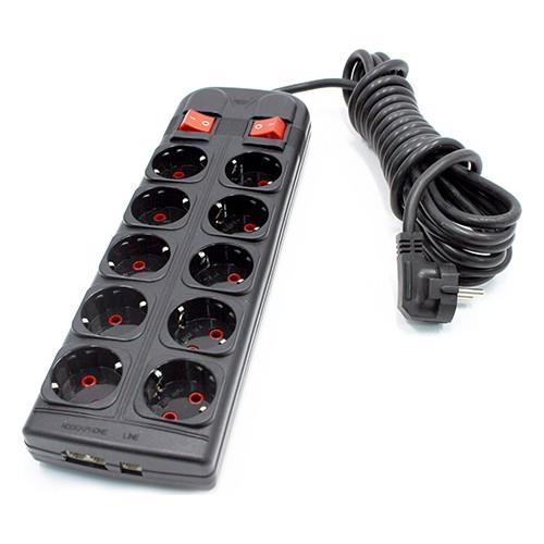 Sistem 2000 Uzatma Kablosu 10lu Grup Priz 5+5 Birbirinden Bağımsız 2 metre Kablolu Anahtarlı ADSL girişli