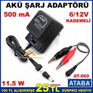 500ma 6-12v Kademeli Akü Şarj Adaptörü At-660