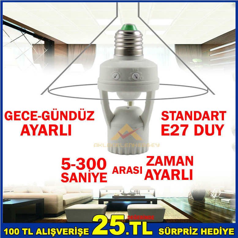 Harekete duyarlı zaman ayarlı otomatik tavan sensörü 360° GÖRÜŞ AÇILI SENSÖRLÜ PRATİK TAVAN ARMATÜRÜ