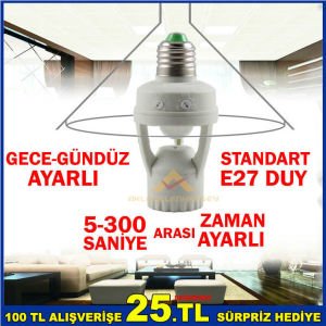 Harekete duyarlı zaman ayarlı otomatik tavan sensörü 360° GÖRÜŞ AÇILI SENSÖRLÜ PRATİK TAVAN ARMATÜRÜ