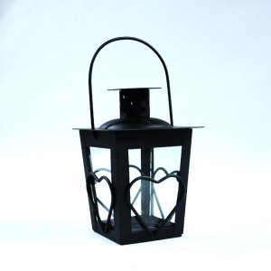 Kalp Desenli Ferforje Metal Mumluk - Tea Light Mumluk - Kafes Mumluk - Dekoratif Mumluk 11x7 cm