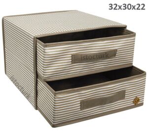 Aradıklarınızı Hızlı ve Kolay Bulabileceğiniz 32x30x22cm Pratik Katlanır 2 Çekmeceli Bez Organizer