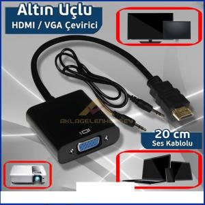 Hdmi to Vga Çevirici Dönüştürücü Adaptör Kablosu Görüntü Laptop Monitöre Projeksiyon Tv Çevirici