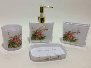 DESENLİ ÇİFTKAT AKRİLİK 4 PARÇA LÜKS BANYO LAVABO SETİ-YEŞİL