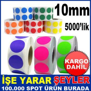 10mm RENKLİ ETİKET YAPIŞKANLI ETİKET RULO KD