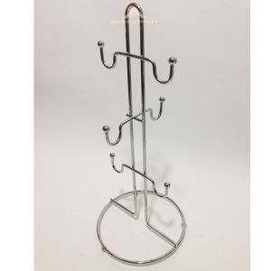 aslanmaz Çelik Krom Kaplama Büyük Boy Kupa,Bardak,Fincan Askısı 6 Adet Askılı 38x16cm Şık Dekoratif