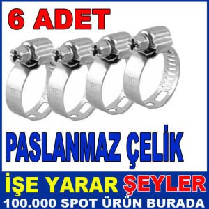 6 ADET 13x19 PASLANMAZ ÇELİK HORTUM KELEPÇESİ