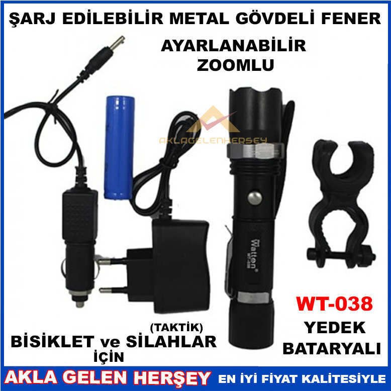 TAKTİK SİLAHLAR İÇİN METAL GÖVDE ŞARJLI EL FENER