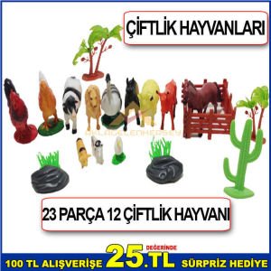 23 PARÇA 12'Sİ ÇEŞİTLİ ÇİFTLİK HAYVANLARINDAN OLUŞAN ÇOCUKLARIN EĞLENECEĞİ ÇİFTLİK HAYVANLARI