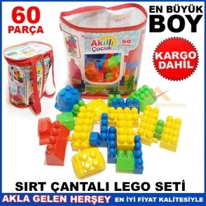 DEDE AKILLI ÇOCUK SIRT ÇANTALI 60 PARÇA BÜYÜK BLOK LEGO SETİ KD