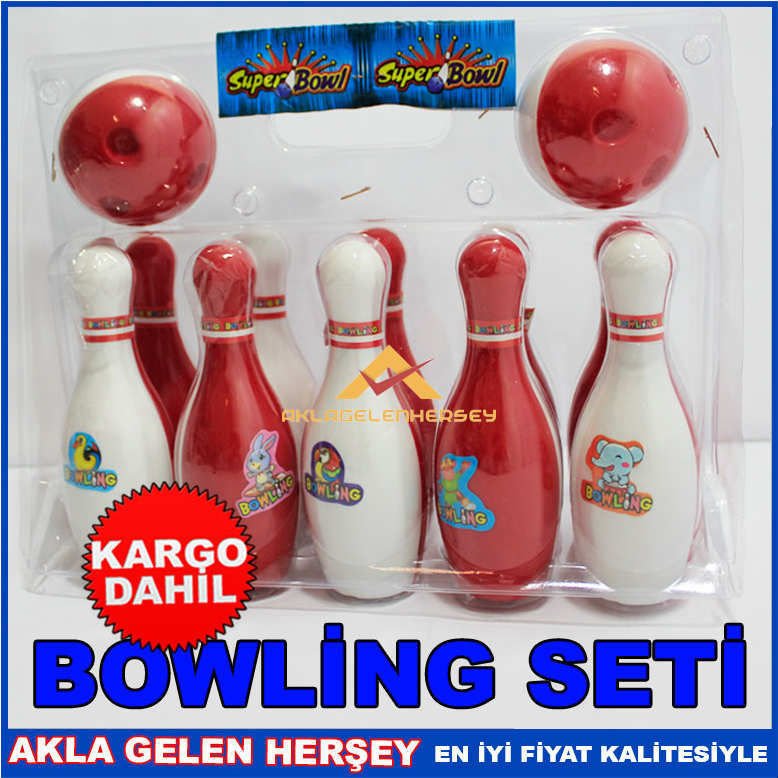 RENKLİ 10 LOBUT, 2 TOP İLE MİNİK BOWLİNG SETİ-KD