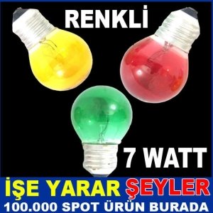 3 ADET E27 7 WATT YUVARLAK RENKLİ GECE AMPULÜ