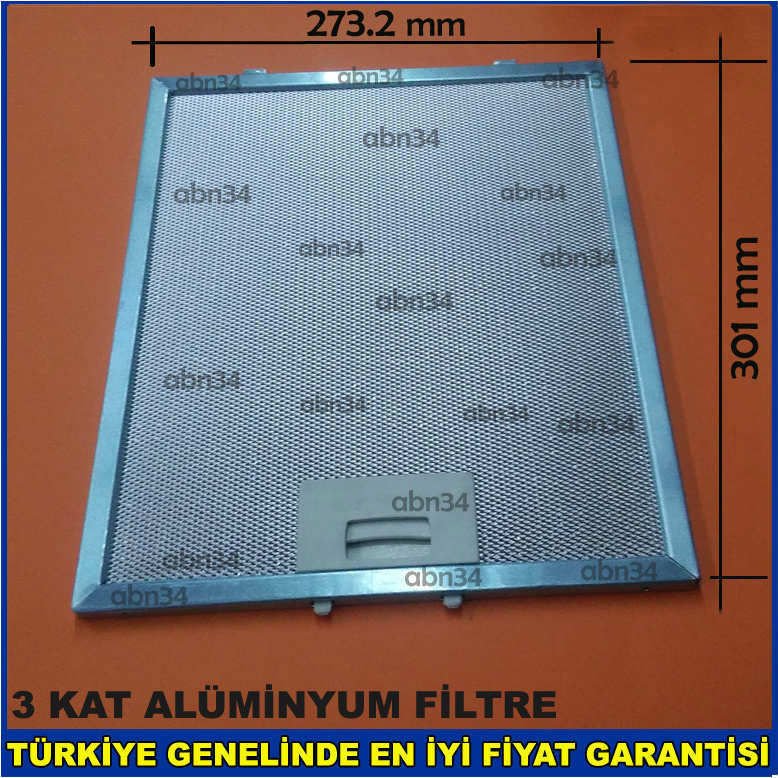 Alüminyum Davlumbaz Filtresi 301x273mm Ankastre Filtresi 27.3x30.1cm Alüminyum Kartuş Filtre