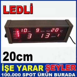 Metal Alüminyum Dış Yüzeyli Geniş Kasa Led Işıklı Alarmlı Dijital Masa Saati Termometre Ve Takvim
