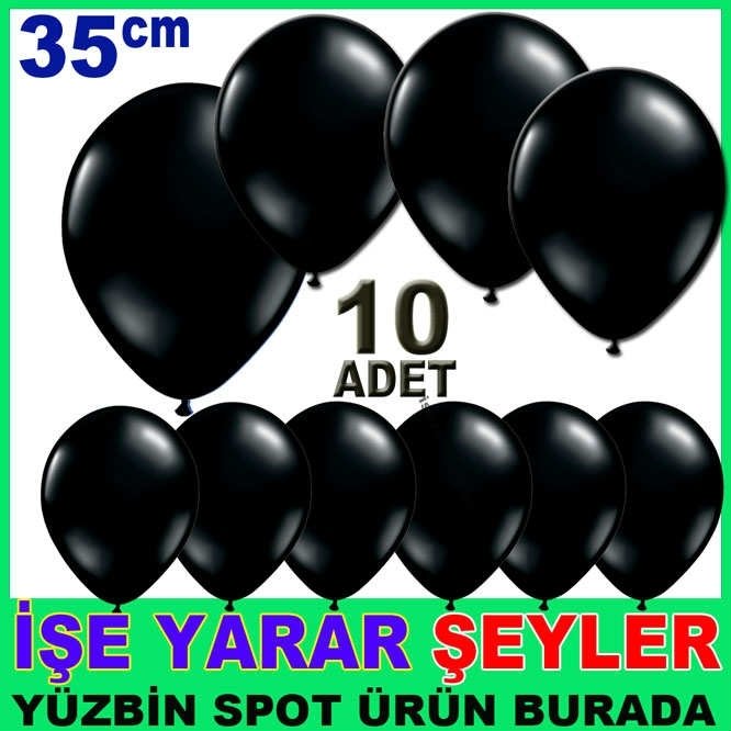 BASKISIZ DÜZ SİYAH RENK 10 ADET BALON