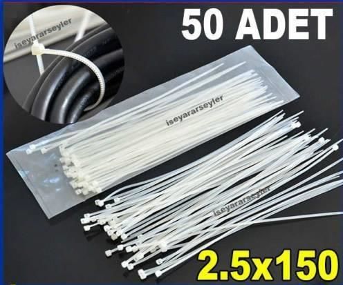 2.5x150 Kilitli Cırt Kelepçe Naylon Kablo Bağı