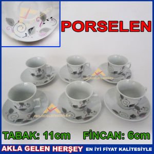 ASA YAPRAK DESENLİ 12 PARÇA KAHVE FİNCANI SETİ