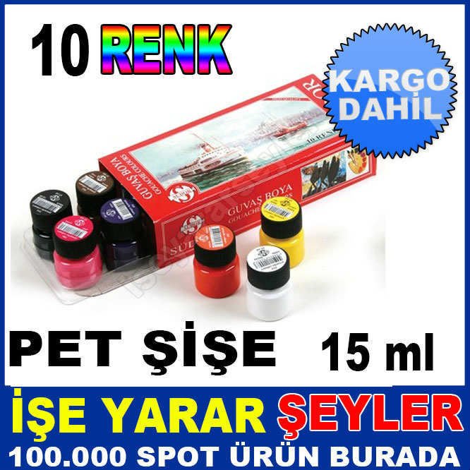 10 ŞİŞE KARIŞIK RENK GUAJ BOYA SÜDOR 10lu NON-TOXIC GUAJ BOYA SETİ 1.Kalite Guaj Boya Sanat Seti-3