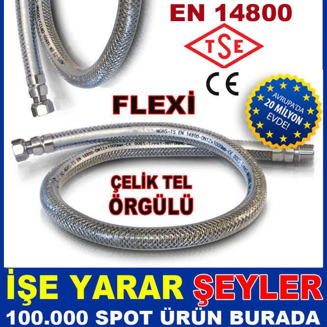 200cm GÜVENLİ FLEXİ DOĞALGAZ BAĞLANTI HORTUMU