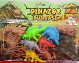 11 Parça Dinazor Dünyası Seti 6 Farklı Büyük Boy Dino 5 Farklı Ağaç,Kafes,Kayalar Dinosaurs Dinozor