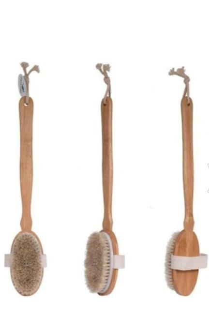 42 cm  Kişiye Özel %100 Doğal At Kılı Selülit Fırçası Sökülebilir Sap