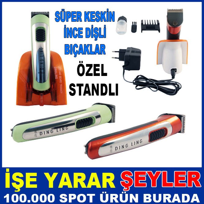 Ding Ling Rf-607 Özel Standlı Süper İnce Bıçaklı Ayarlanabilir Başlık Şarjlı Saç Sakal Traş Makinesi