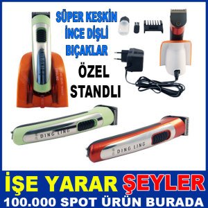 Ding Ling Rf-607 Özel Standlı Süper İnce Bıçaklı Ayarlanabilir Başlık Şarjlı Saç Sakal Traş Makinesi