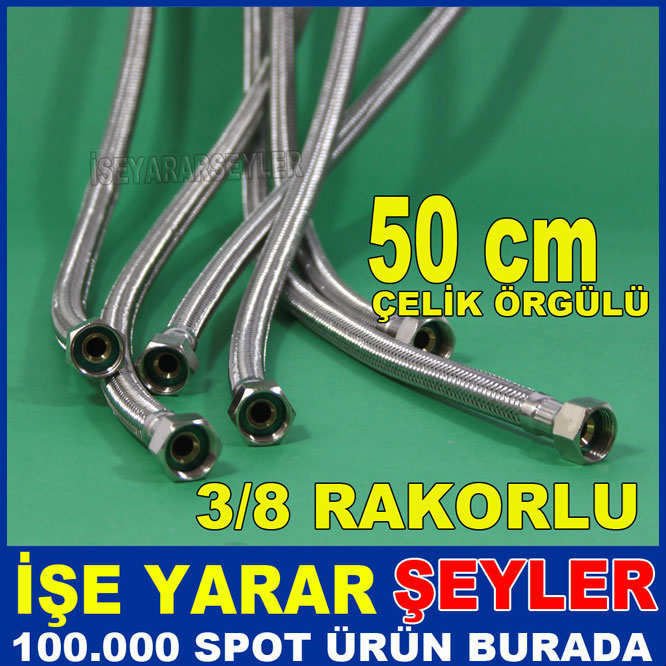 3/8 REKORLU PASLANMAZ ÇELİK MUSLUK HORTUMU