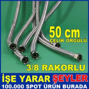 3/8 REKORLU PASLANMAZ ÇELİK MUSLUK HORTUMU