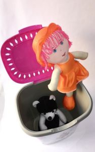 Pembe Uçan Peri Desenli 50 Litre Kapaklı Çamaşır Oyuncak Sepeti Büyük Boy Plastik Gövde Sağlam Kutu
