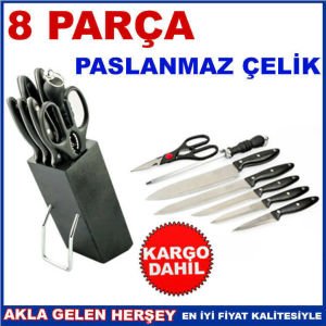 Lazer bileyi paslanmaz çelik körelmeyen mutfak bıçakları 8 parça ahşap takozlu mutfak bıçağı seti-2