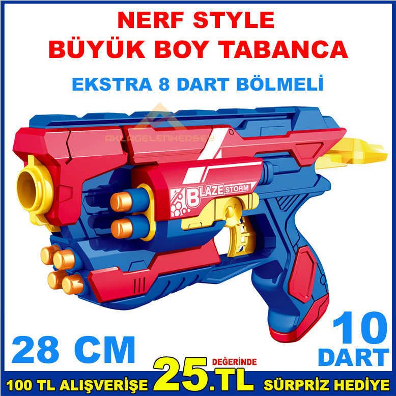 NERF STYLE 10 DART BÜYÜK BOY 8 BÖLMELİ TABANCA -2