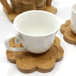Bambu Standlı Askılı Dekoratif Porselen Kahve Fincanı Takımı 6'lı