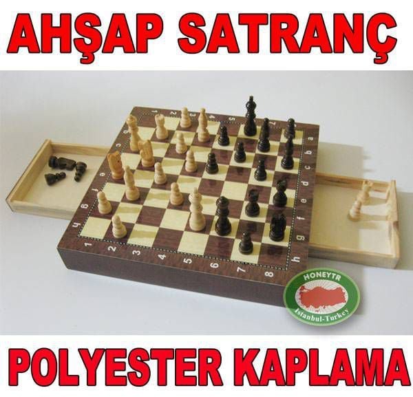 35x35cm BÜYÜK BOY ÇEKMECELİ AHŞAP SATRANÇ TAKIMI