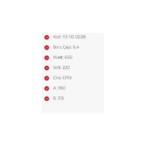 Ampül Tipi Fırın Rezistans 220V 356x240mm Yerli Üretim Sağlam