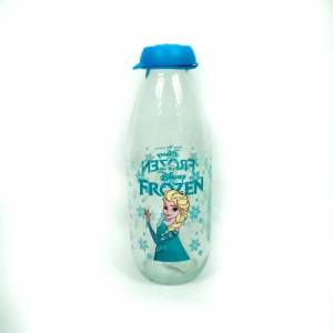 Frozen Baskılı 1 lt Kapasiteli Cam Süt Şişesi Dekoratif Şişe