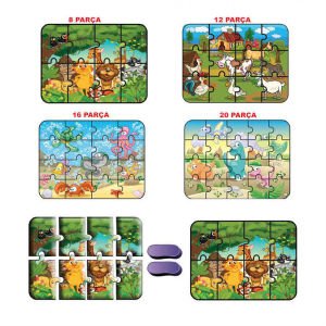 4 Puzzle Bir Arada Toplam 60 Parça Hayvanlar Puzzle Zeka Gelişimine Yardımcı Orjinal Çocuk Puzzle