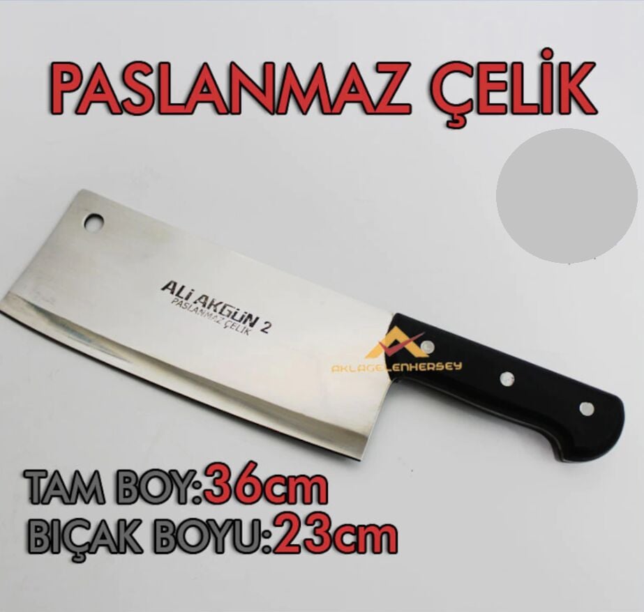 Paslanmaz çelik et satırı tam boy 36cm yerli imalat kasap satırı