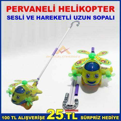 Çocuklar İçin Uzun Sopalı Sesli Ve Hareketli Pervaneli Helikopter