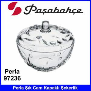 Paşabahçe 97236 Perla Kapaklı Şekerlik Şık Kalieteli Cam Tasarım